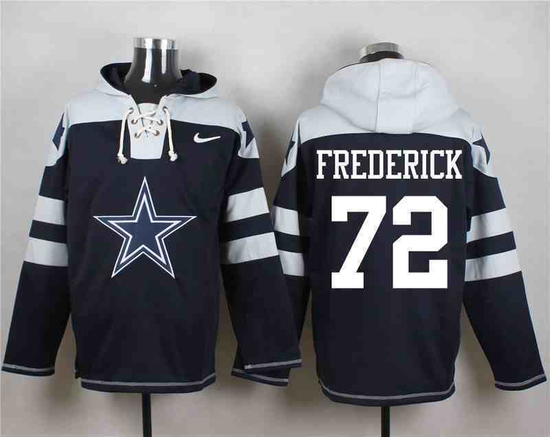 Nike Cowboys 72 Travis Frederick Navy Hooded Jersey