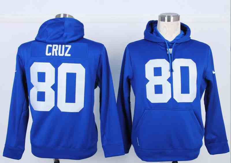 Nike New York Giants #80 Victor Cruz Blue Hoodie