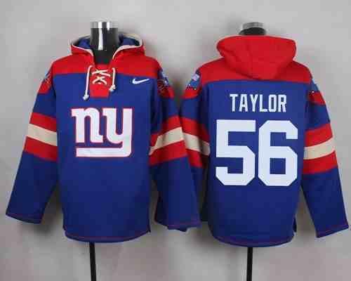Nike Giants 56 Lawrence Taylor Blue Hooded Jersey