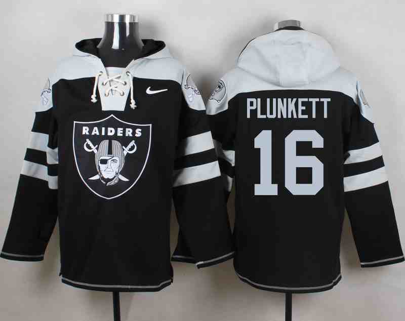 Nike Raiders 16 Jim Plunkett Black Hooded Jersey
