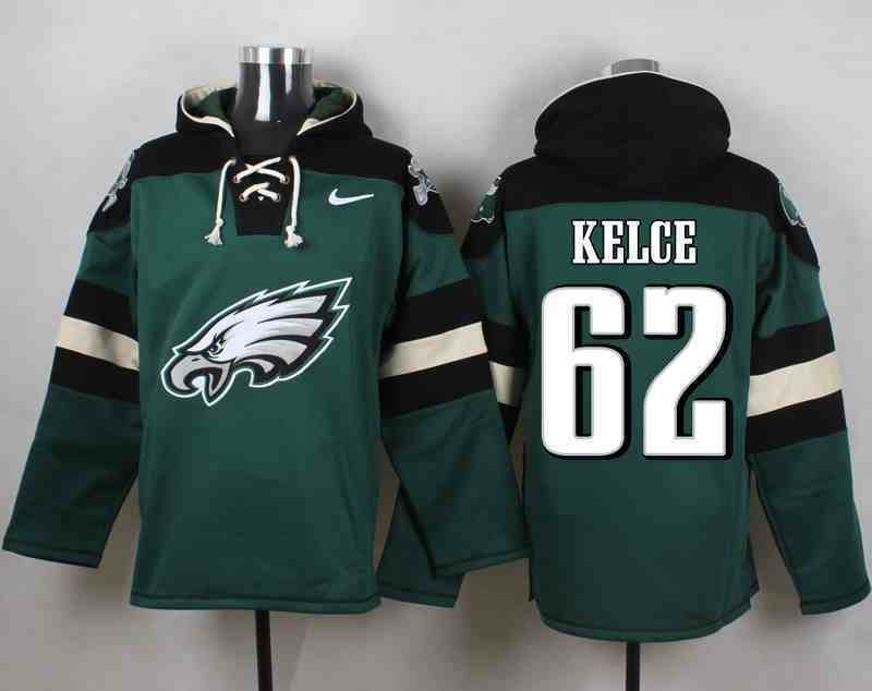 Nike Eagles 62 Jason Kelce Green Hooded Jersey