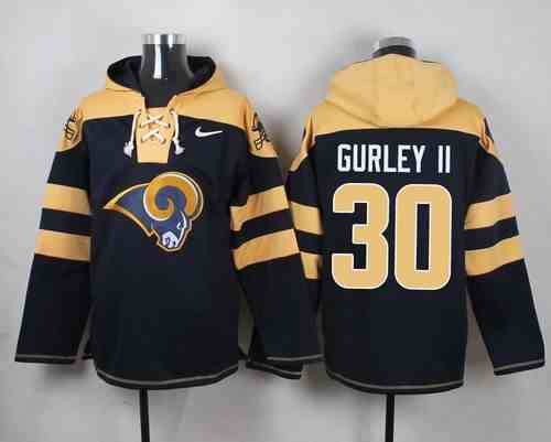 Nike Rams 30 Todd Gurley II Navy Blue Hooded Jersey