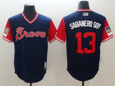 Braves 13 Ronald Acuna Jr Sabanero Soy Navy 2018 Players Weekend Authentic Team Jersey