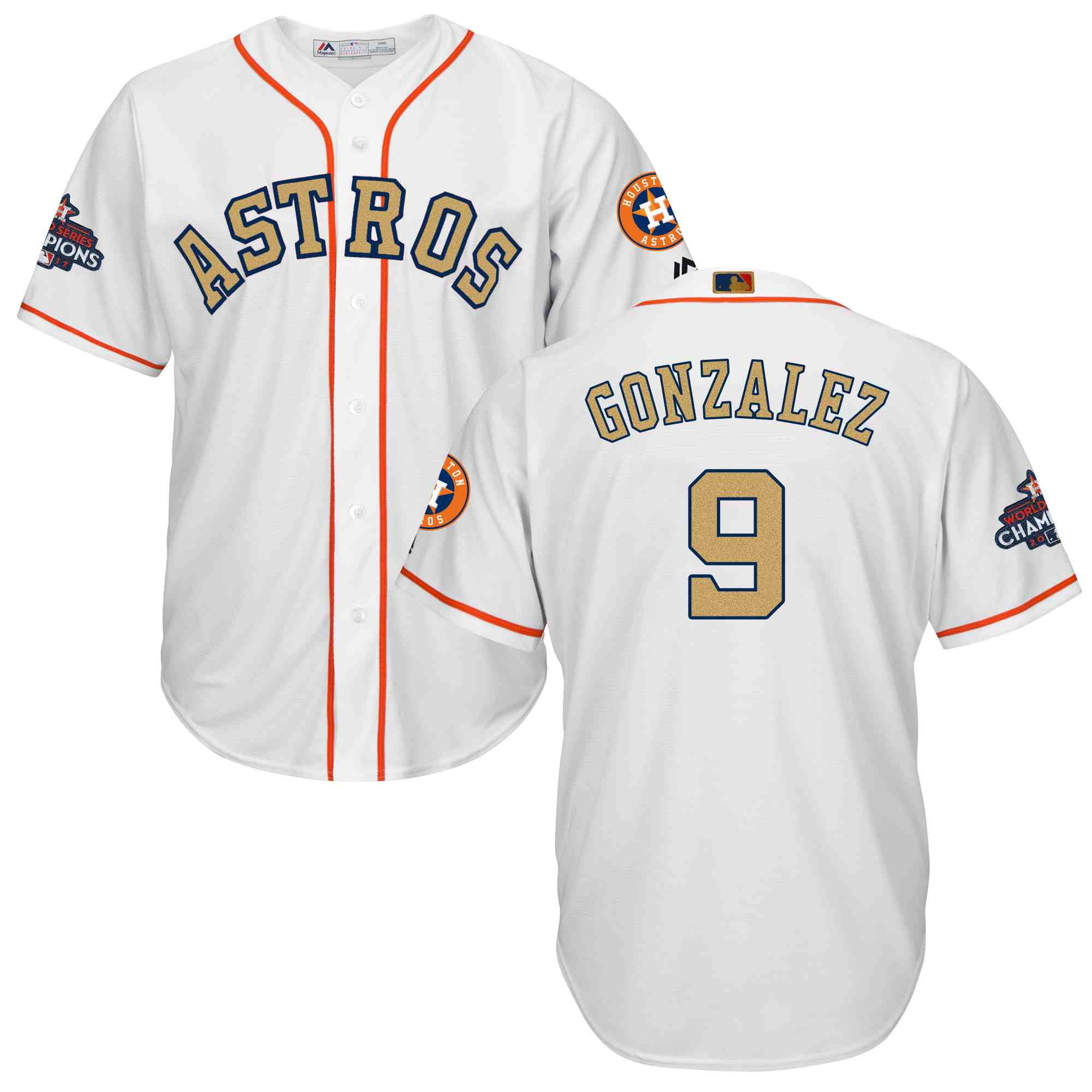 Astros 9 Marwin Gonzalez White 2018 Gold Program Flexbase  Jersey