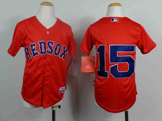 Red Sox 15 Pedroia Red Youth Jersey