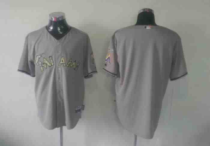 Marlins Blank Grey camo number Jerseys