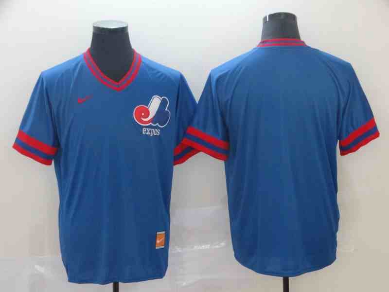 Expos Blank Blue Throwback  Jersey