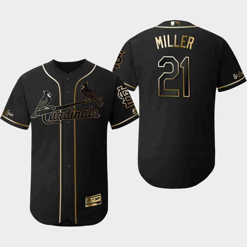 Cardinals 21 Andrew Miller Black Gold Flexbase Jersey