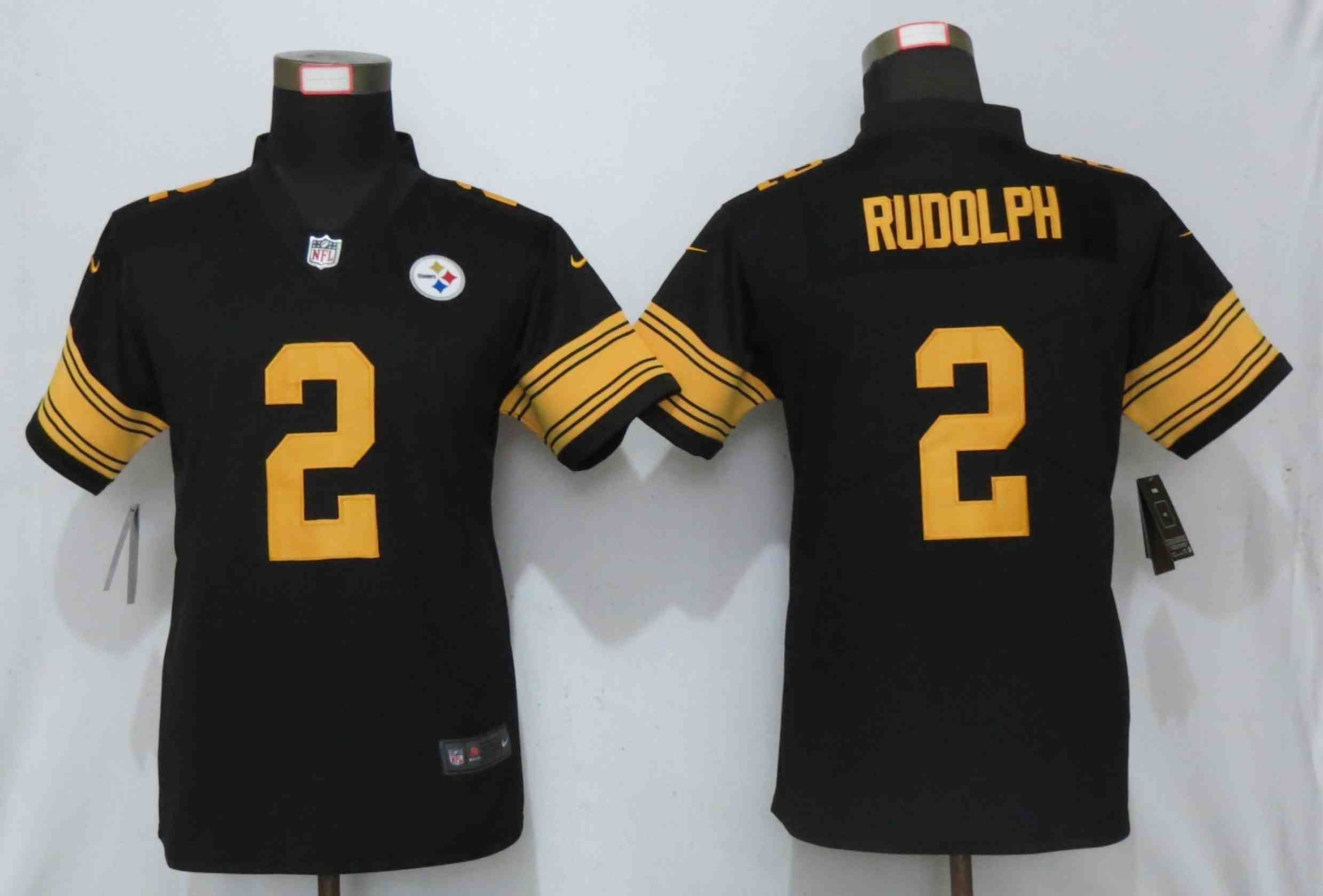Women New Nike Pittsburgh Steelers 2 Rudolph Navy Black 2019 Color Rush Elite Jersey