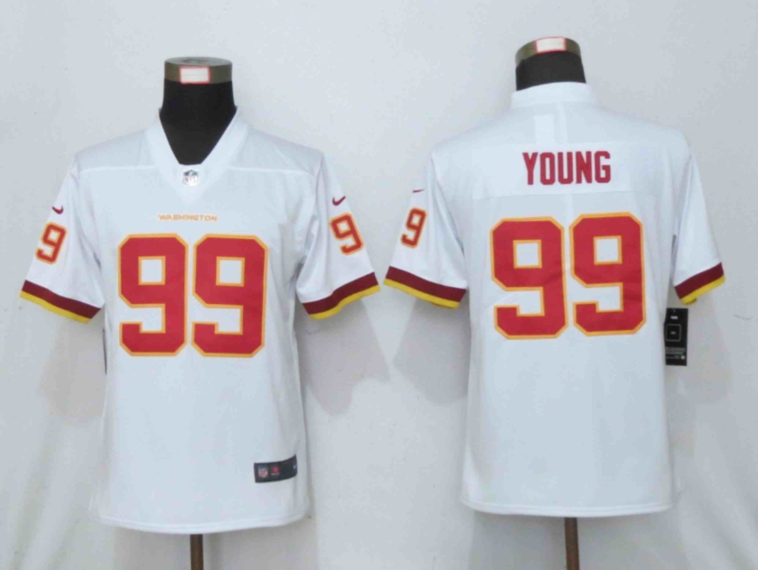 Women New Nike New Washington Red Skins 99 Young  White 2020 Vapor Untouchable Elite Play