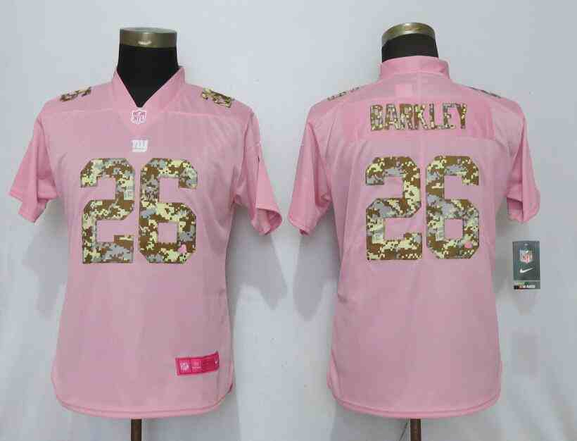 Women New Nike York Giants 26 Barkley PinkCamouflage font love pink 2019 Vapor Untouchable Elite Player