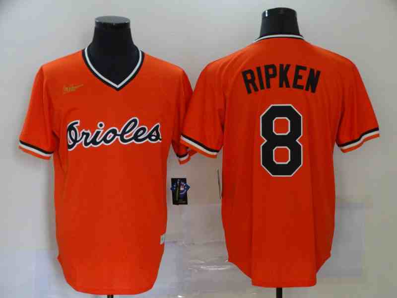 Orioles 8 Cal Ripken Jr Orange Nike Cool Base Throwback Jersey