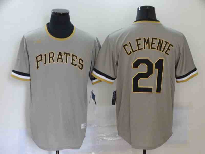 Pirates 21 Roberto Clemente Gray Nike Cool Base Throwback Jersey