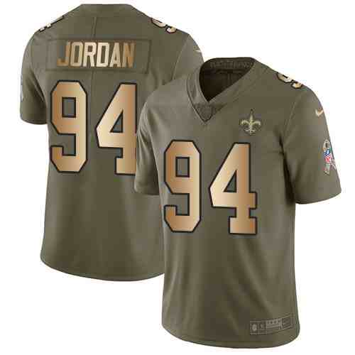 Nike Saints 94 Cameron Jordan Olive Gold Salute To Service Limited Youth  Jersey