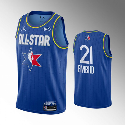 76ers 21 Joel Embiid Blue 2020 NBA All-Star Jordan Brand Swingman Jersey