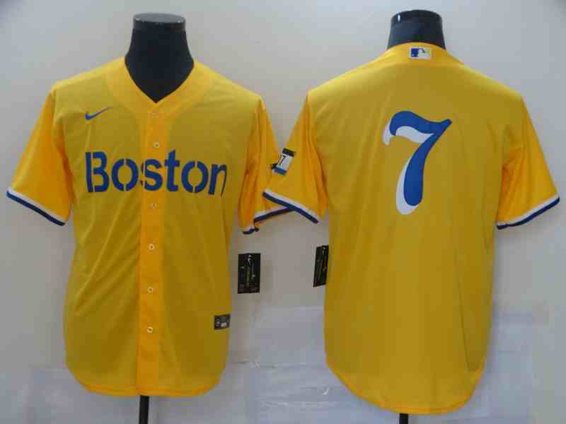 Boston Red Sox #7 Christian Vázquez Gold 2021 City Connect Cool Base Jersey