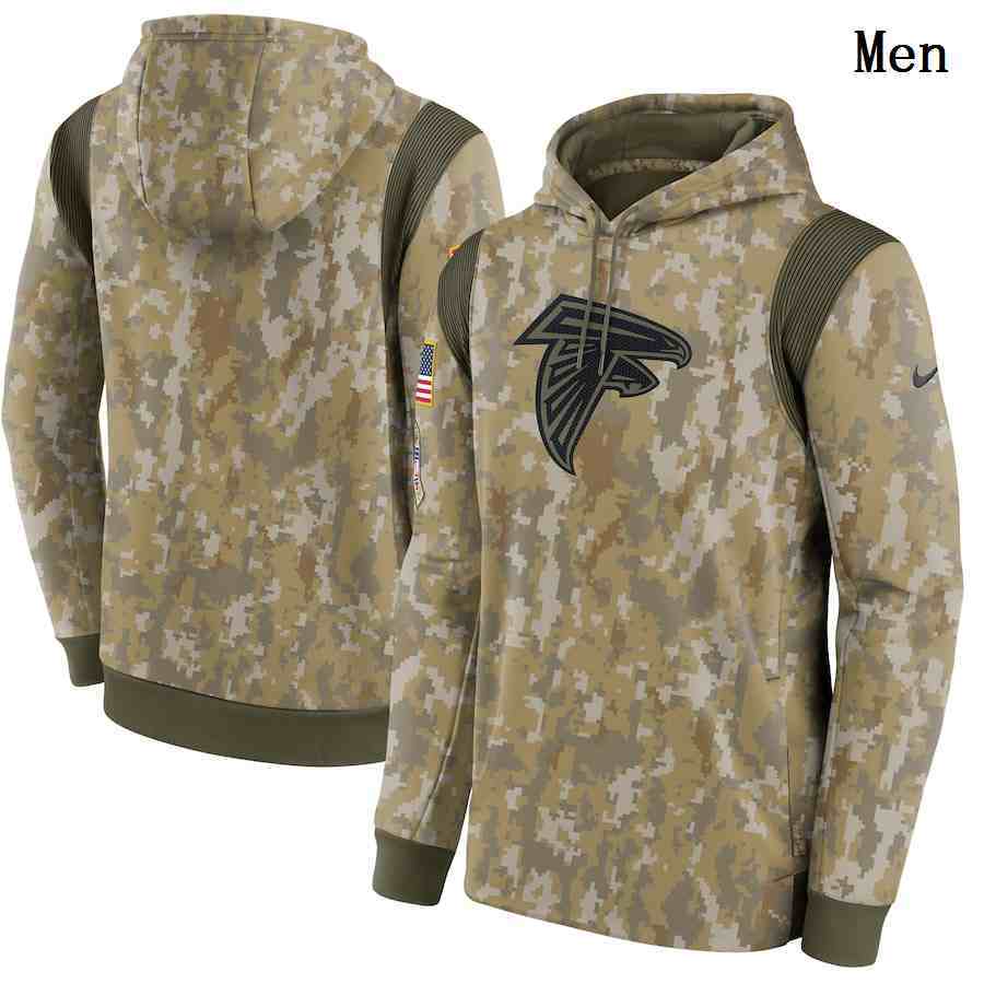 Men's Atlanta Falcons Nike Camo 2021 Salute To Service Therma Performance Pullover Hoodie