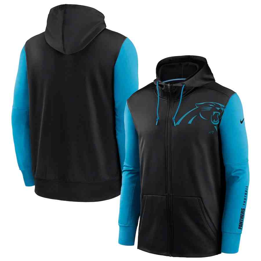 Nike Carolina Panthers BlackBlue Fan Gear Mascot Performance Full-Zip Hoodie