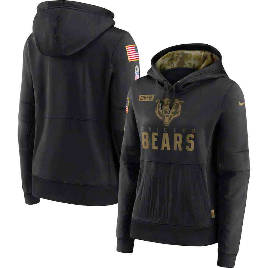 Women's Chicago Bears Nike Camo 2020 Salute To Service Therma Performance Pullover Hoodie