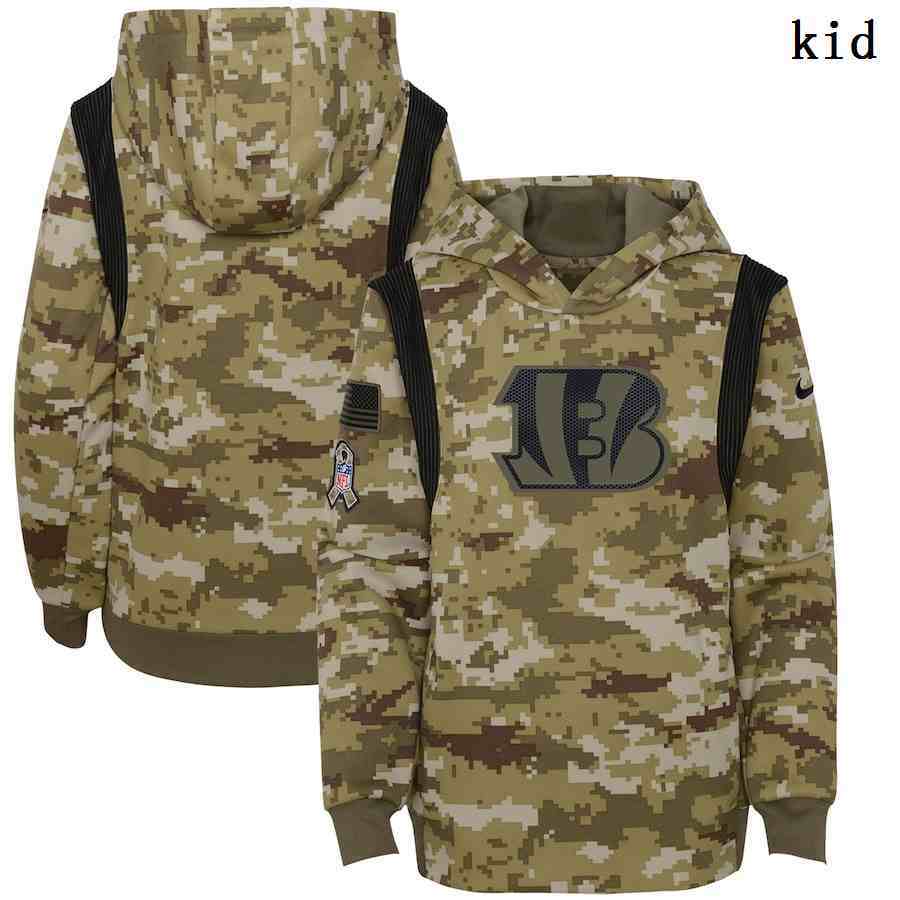 Youth Cincinnati Bengals Nike Camo 2021 Salute To Service Therma Performance Pullover Hoodie