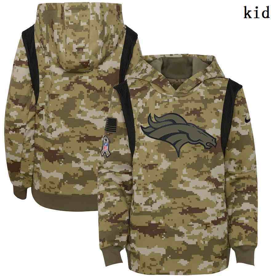 Youth Denver Broncos Nike Camo 2021 Salute To Service Therma Performance Pullover Hoodie