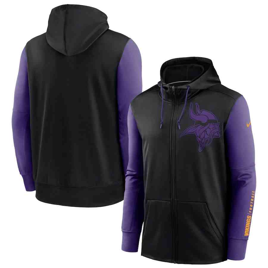 Nike Minnesota Vikings BlackPurple Fan Gear Mascot Performance Full-Zip Hoodie