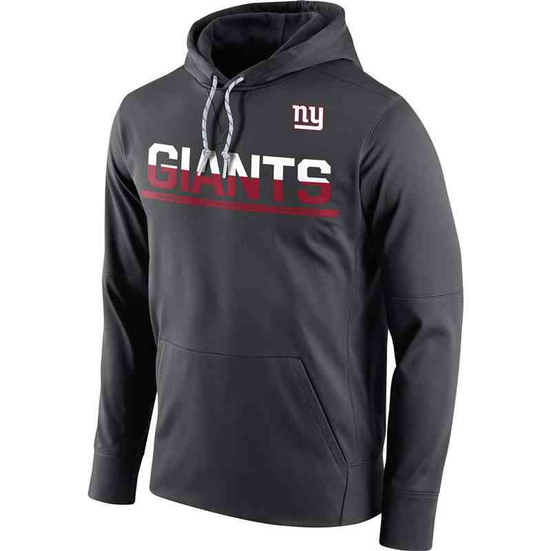 Men's New York Giants Nike Anthracite Sideline Circuit Pullover Performance Hoodie