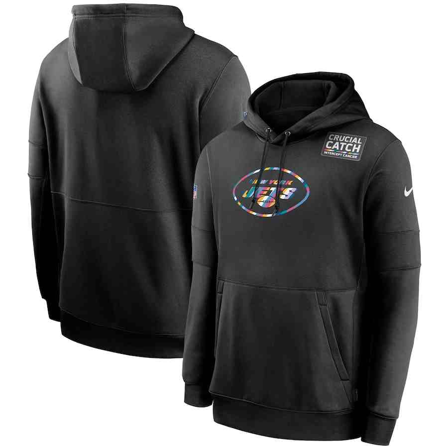 Men's New York Jets 2020 Nike Crucial Catch Sideline Performance Pullover Hoodie