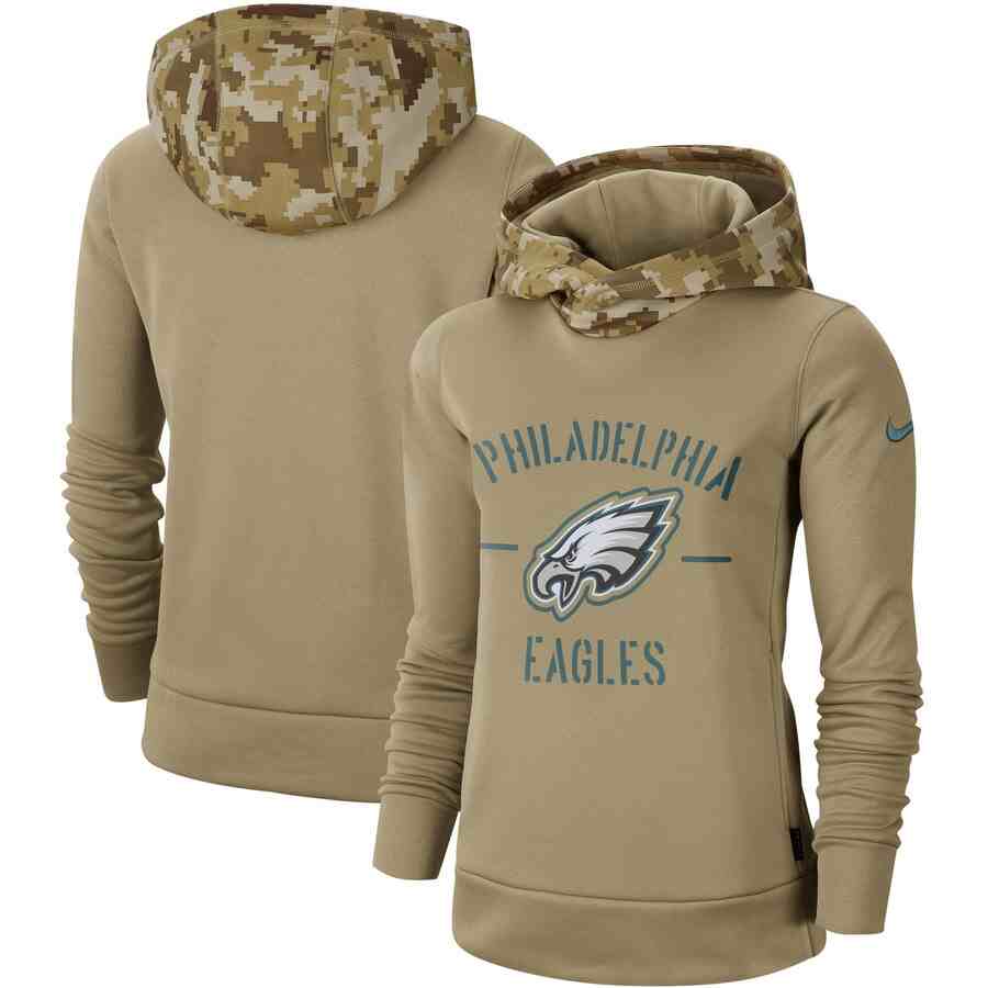 Women's Philadelphia Eagles Nike Camo 2019 Salute To Service Therma Performance Pullover Hoodie