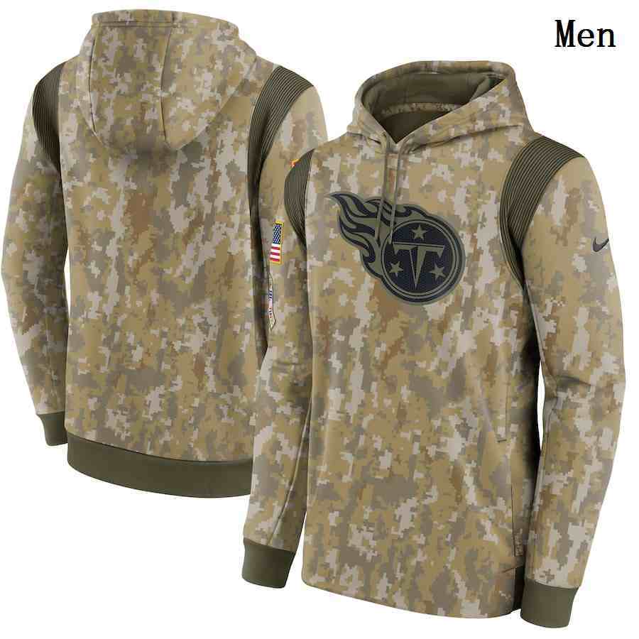 Men's Tennessee Titans Nike Camo 2021 Salute To Service Therma Performance Pullover Hoodie