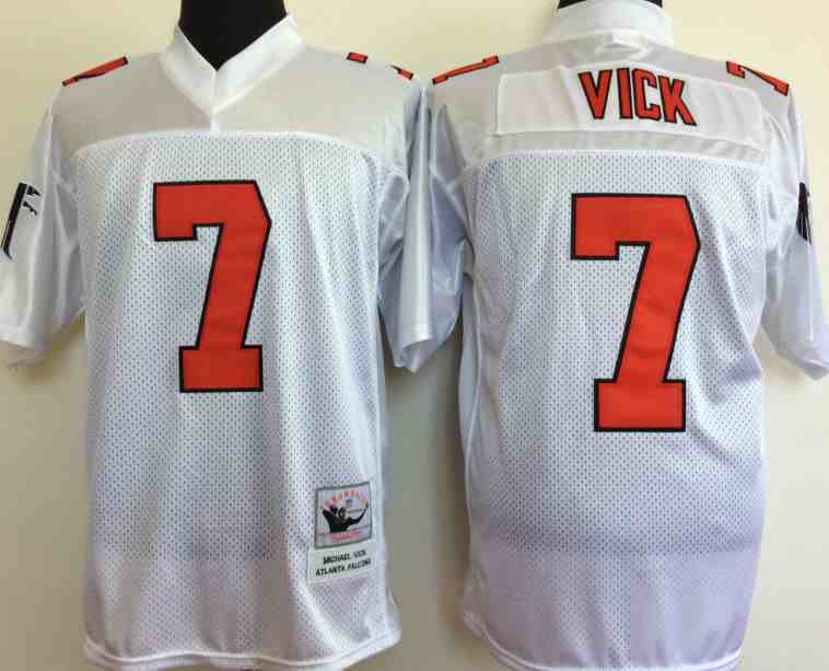 Men's Atlanta Falcons 7 Michael Vick Throwback white Jersey