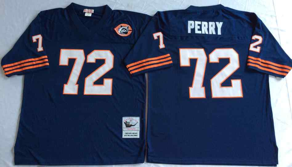 Men's Chicago Bears 72 William Perry Throwback Navy Blue Jersey with Bear Patch