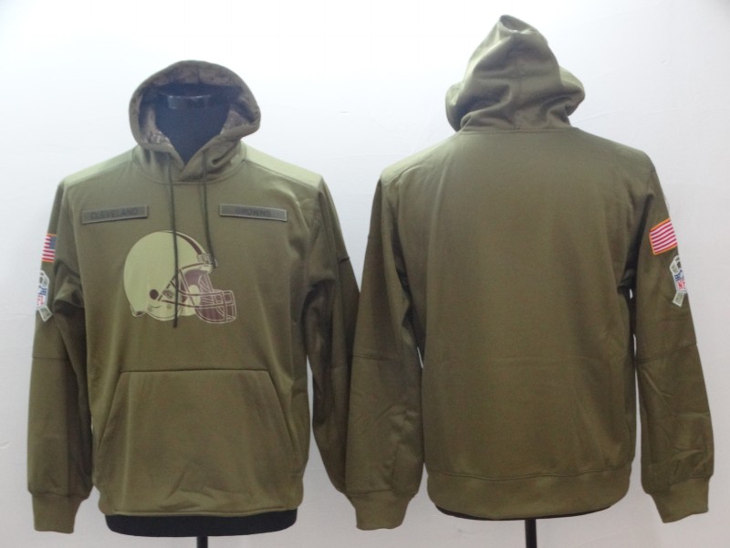 Men's Nike Olive Cleveland browns  Salute to Service Sideline Therma Performance Pullover Hoodie