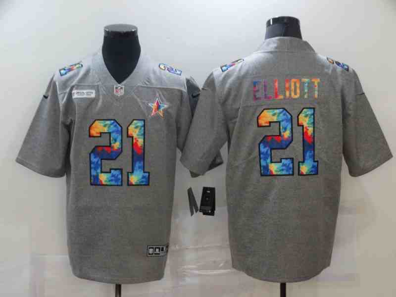 Nike Cowboys 21 Ezekiel Elliott Gray Vapor Untouchable Rainbow Limited Jersey