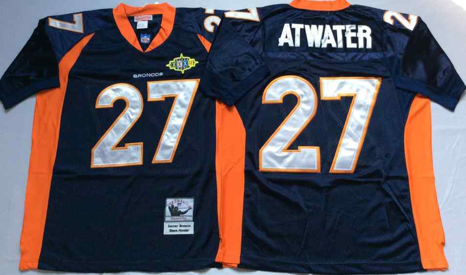 Men's Denver Broncos 27 Steve Atwater 1997 Throwback Blue Jersey