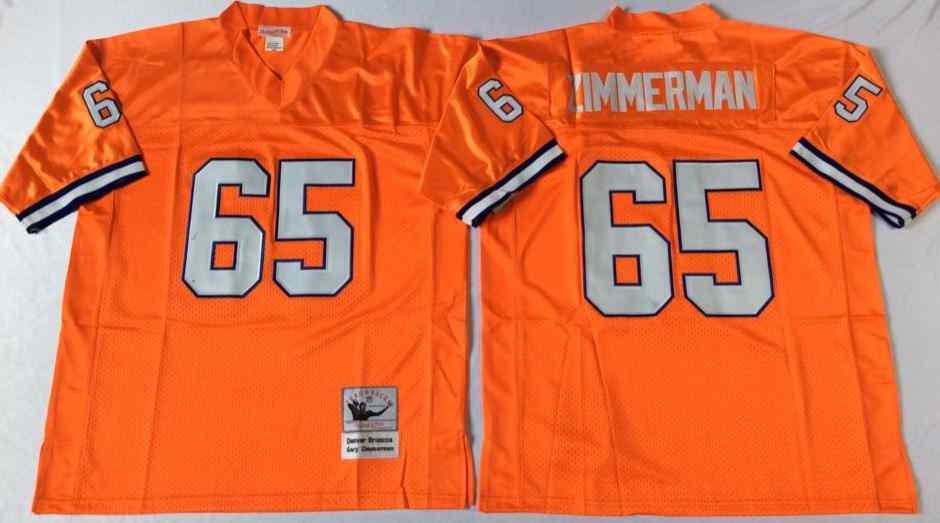 Men's Denver Broncos 65 Gary Zimmerman Throwback Orange Jersey