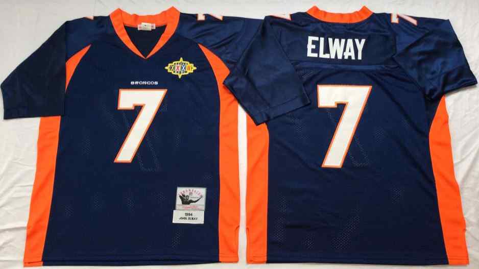 Men's Denver Broncos 7 John Elway 1997 Throwback Blue Jersey