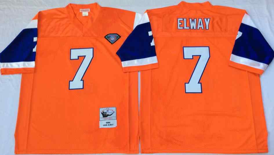 Men's Denver Broncos 7 John Elway 1994 Throwback Orange Jersey