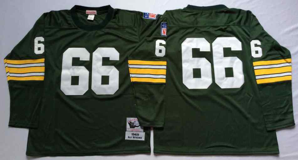 Men's Green Bay Packers 66 Ray Nitschke 1969 Throwback Green Jersey