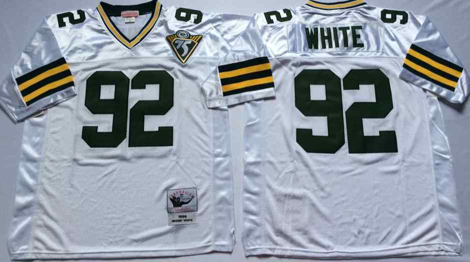 Men's Green Bay Packers 92 Reggie White Throwback White Jersey