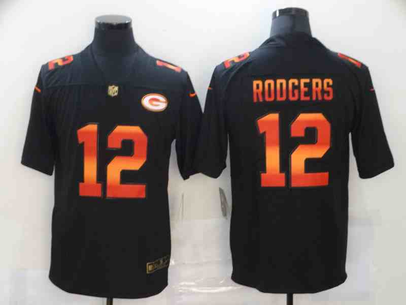 Nike Packers 12 Aaron Rodgers  Black colorful fashion Edition  Limited Jersey