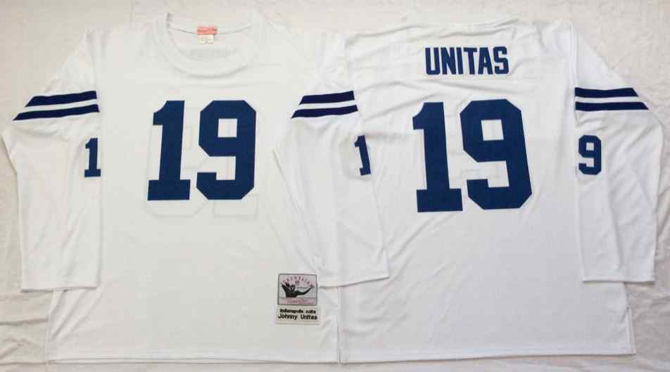 Men's Indianapolis Colts 19 Johnny Unitas 1970 Throwback White Jersey