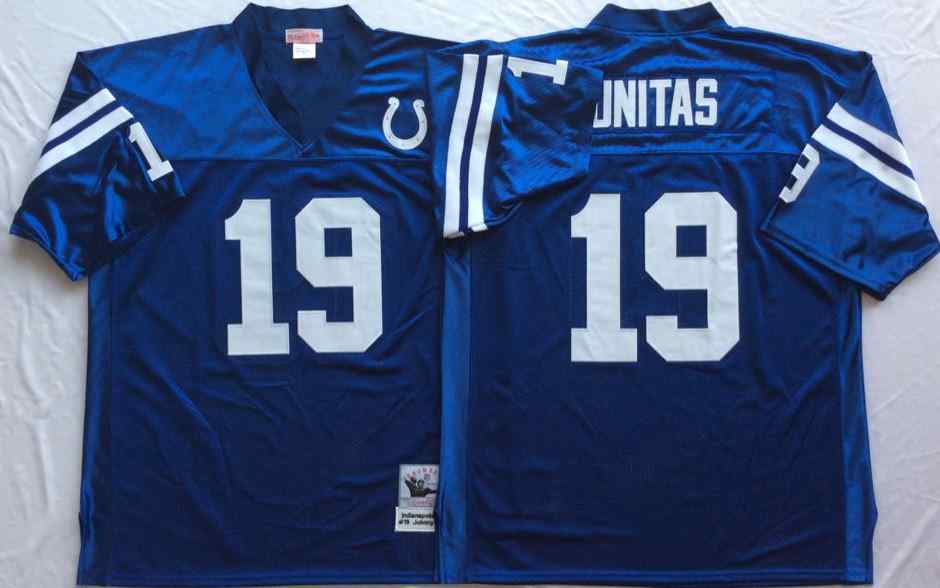 Men's Indianapolis Colts 19 Johnny Unitas 1967 Throwback Blue Jersey