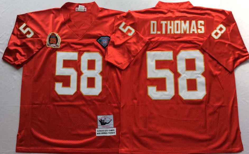 Men's Kansas City Chiefs 58 Derrick Thomas Throwback Red Jersey