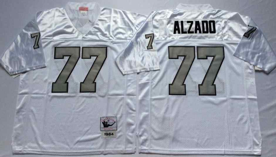 Men's Las Vegas Raiders #77 Lyle Alzado Throwback WhiteSilver Jersey