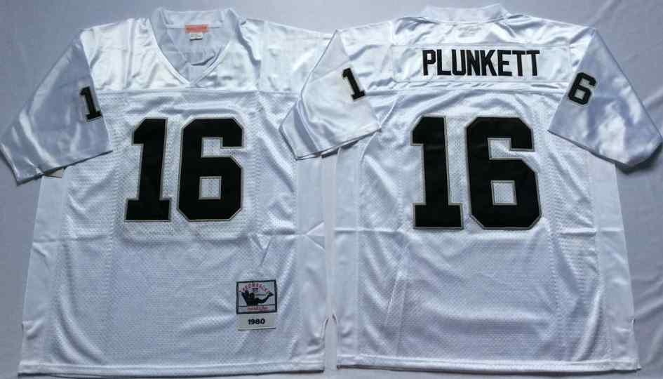 Men's Las Vegas Raiders #16 Jim Plunkett 1980 Throwback White Jersey