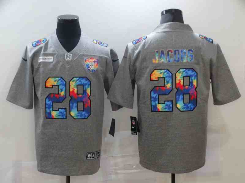 Nike Raiders 28 Josh Jacobs Gray Vapor Untouchable Rainbow Limited Jersey