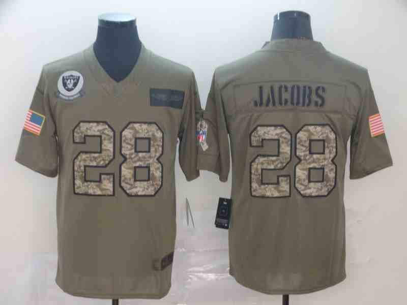 Nike Raiders 28 Josh Jacobs 2019 Olive Camo Salute To Service Limited Jersey