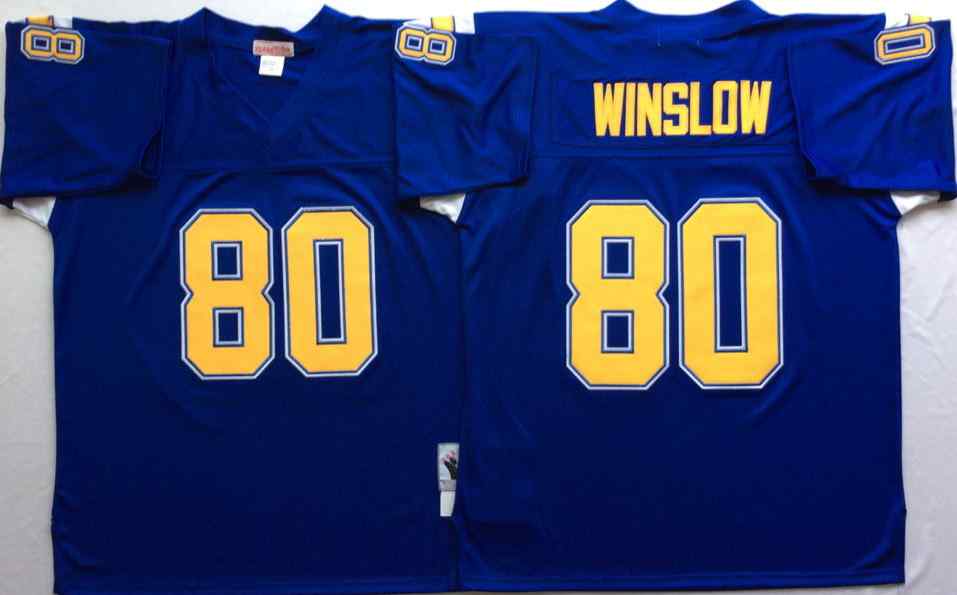 Men's Los Angeles Chargers #80 Kellen Winslow Throwback Blue Jersey