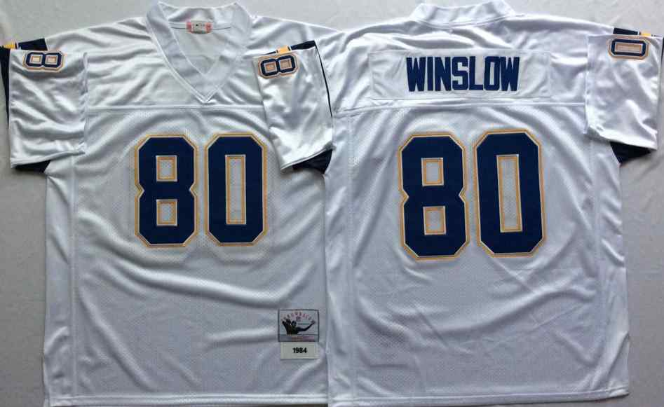 Men's Los Angeles Chargers #80 Kellen Winslow Throwback White Jersey